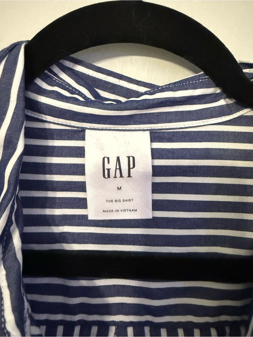 GAP Navy and White Striped Button-Up Shirt boyfriend style - Picture 3 of 3